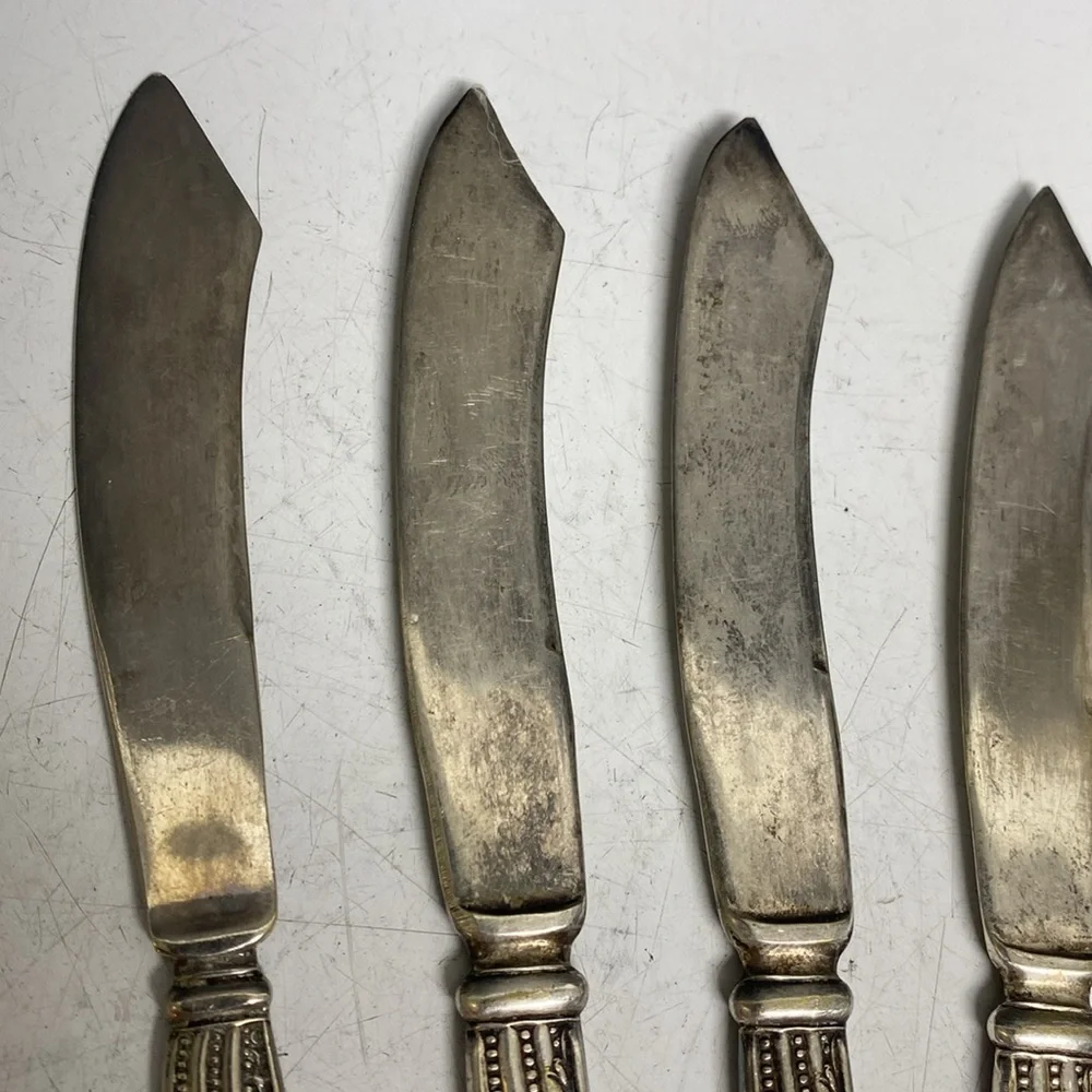 CINDERELLA Flat Handle Fruit Knives 1885 Silverplate Butter Knife
